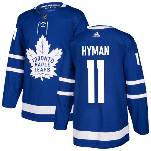 Adidas Maple Leafs #11 Zach Hyman Blue Home Authentic Stitched NHL Jersey - Click Image to Close